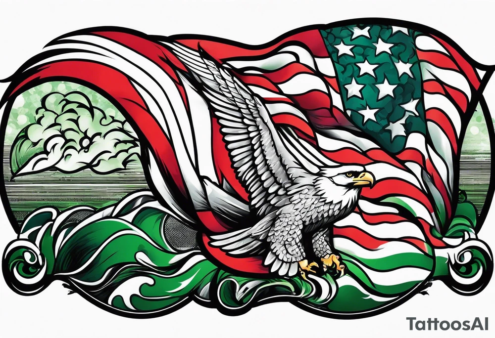 red black and green american flag tattoo idea