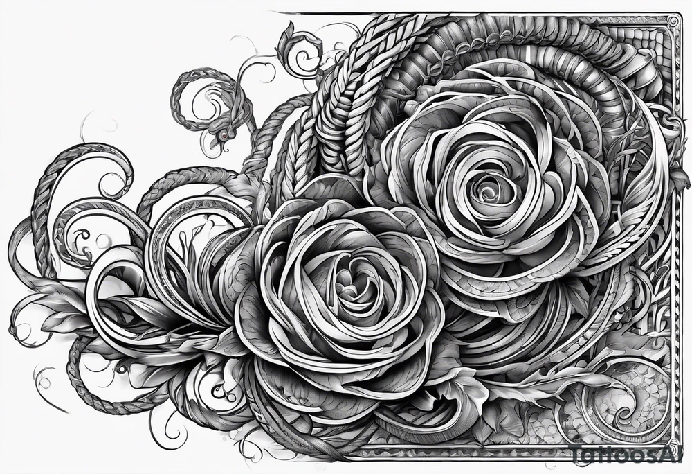 long horizontal strip made of entangled ropes tattoo idea