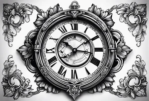 Roman clock with filigree tattoo idea