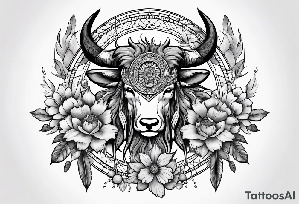 Native american,taurus, gemini, crab, flowers, dream catcher, tattoo idea