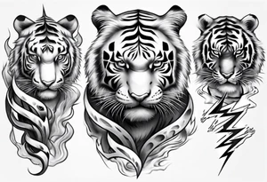 Tiger sleeve tattoo with lightning tattoo idea