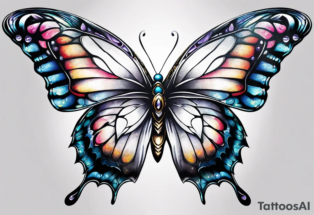 Half butterfly with one Angel wing tattoo idea
