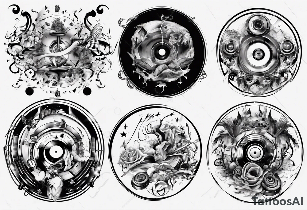 sound music disc jokey tattoo idea