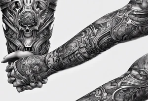 upper right arm
machine under skin exposed through cuts tattoo idea