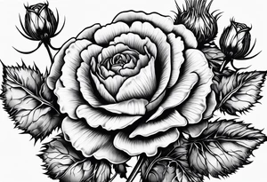 Scottish thistle, 4 leaf clover, english rose tattoo idea