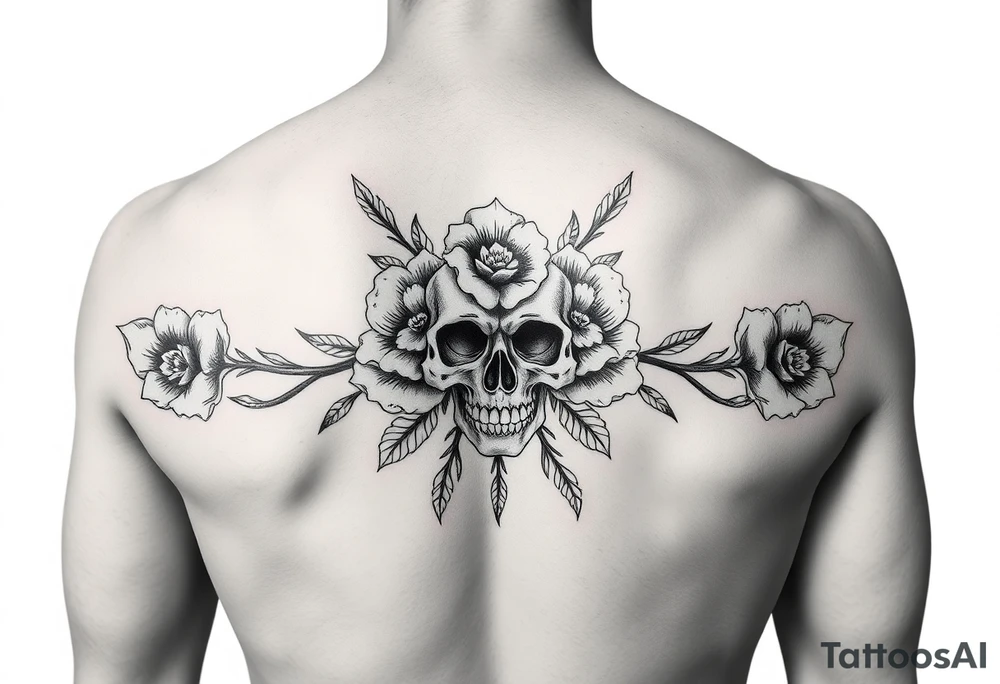 Flowers with skulls in the center tattoo idea