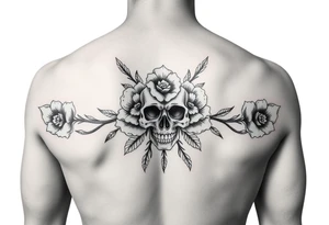 Flowers with skulls in the center tattoo idea