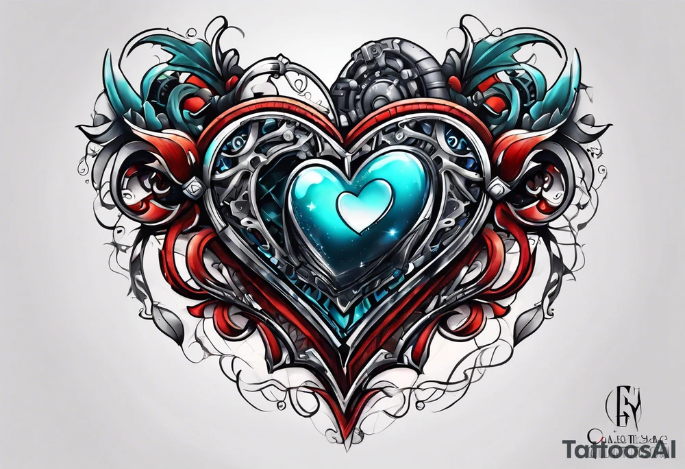 AI Tech heart tattoo idea