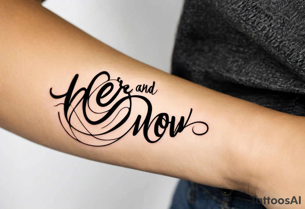 infinity symbol shaped with phrase "here and now" tattoo idea infinity symbol shaped with phrase "here and now" tattoo idea