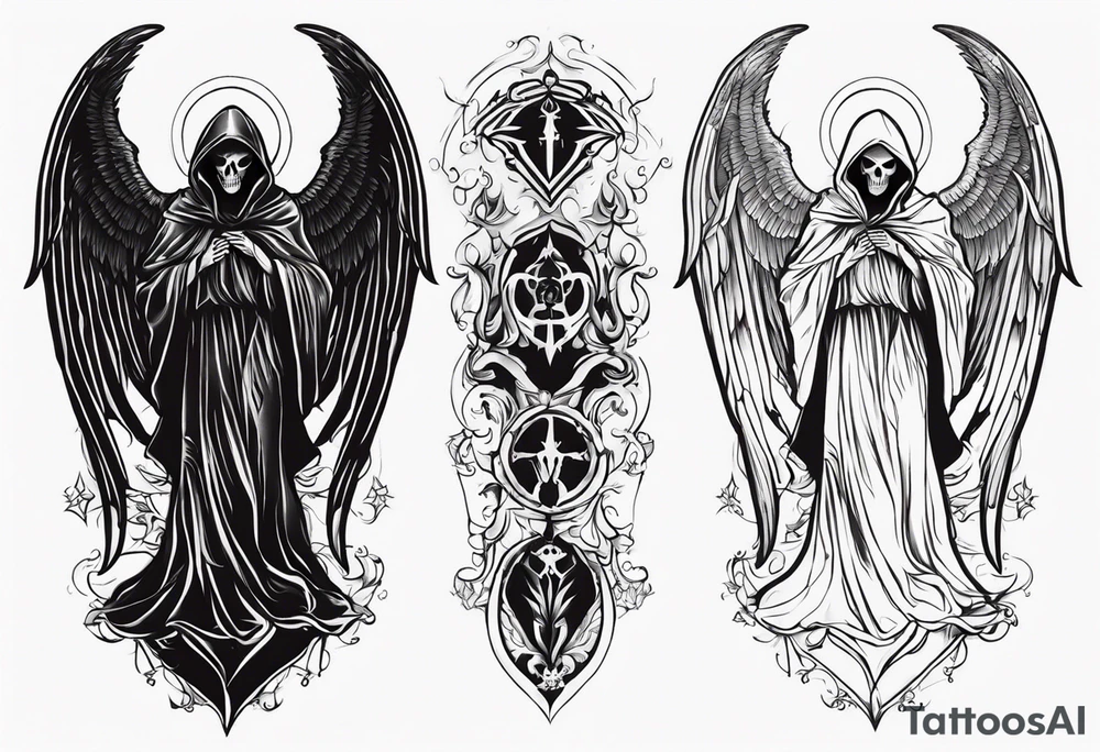 Angel of death and grim reaper tattoo idea