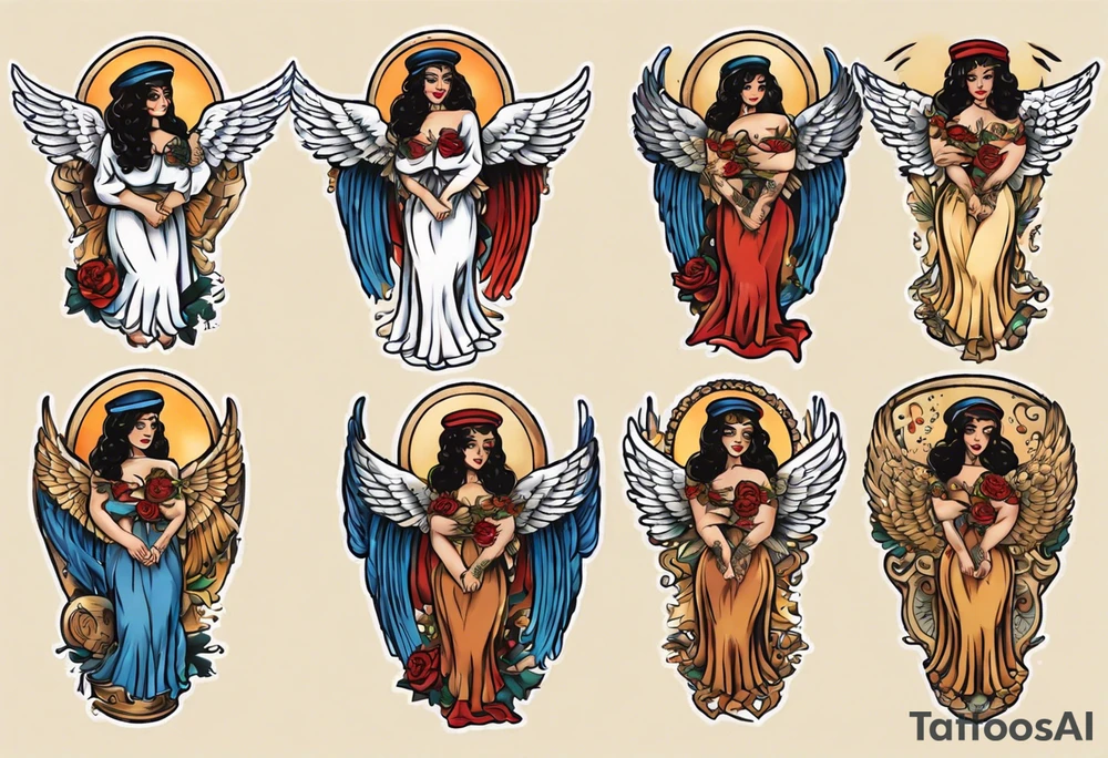 Middle Eastern Angel on a balcony tattoo idea