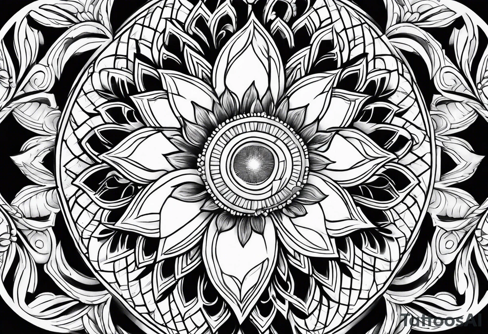 sun flower diamond fire infinity tattoo idea
