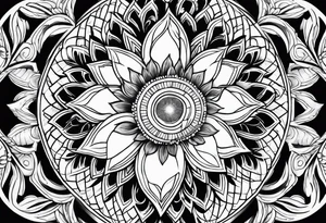 sun flower diamond fire infinity tattoo idea