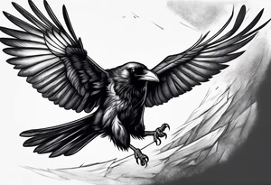 Raven, swooping towards camera, up angle tattoo idea