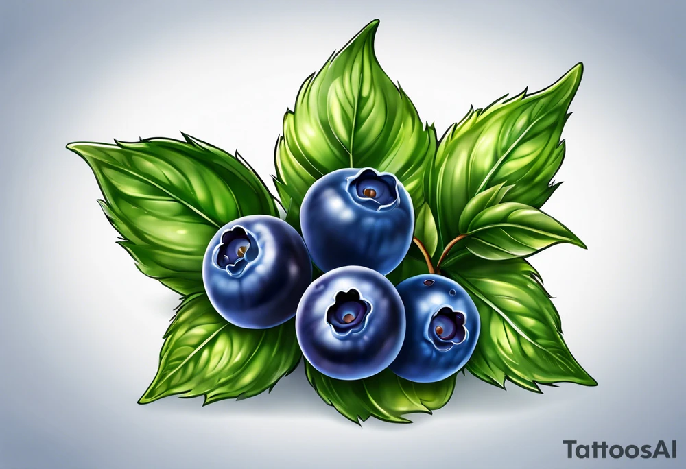 3 blueberries with a leaf tattoo idea