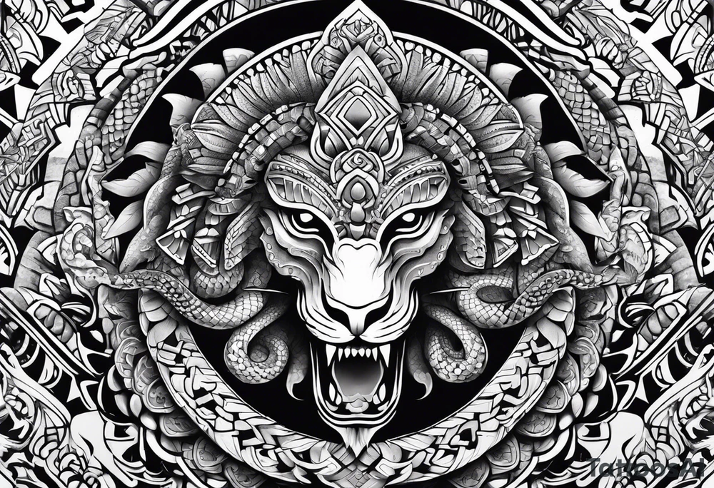 aztec snake sleeve tattoo idea