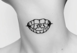 Seductive realistic teeth bite marks with the initials lrs tattoo idea