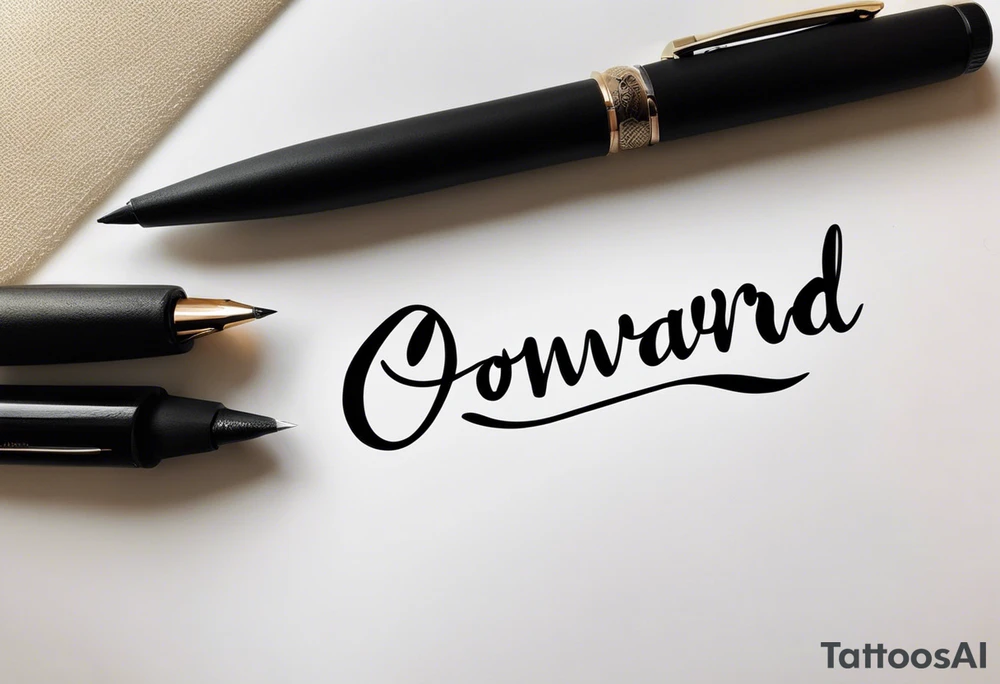 the word ‘onwards’ in cursive tattoo idea