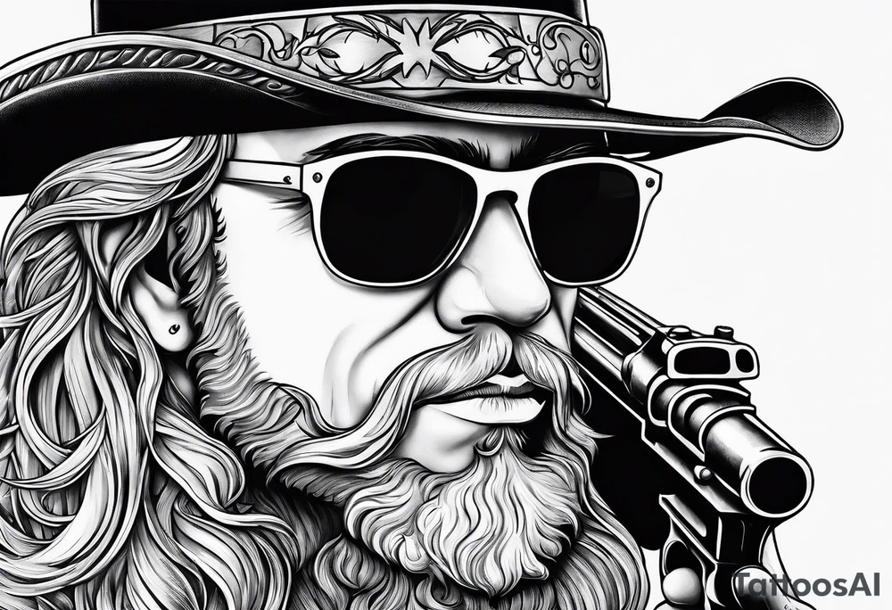 capricorn with sunglasses and shotgun tattoo idea
