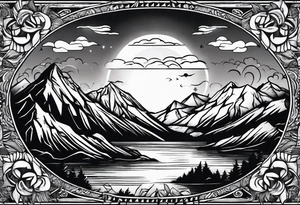 Mountain sun tattoo idea