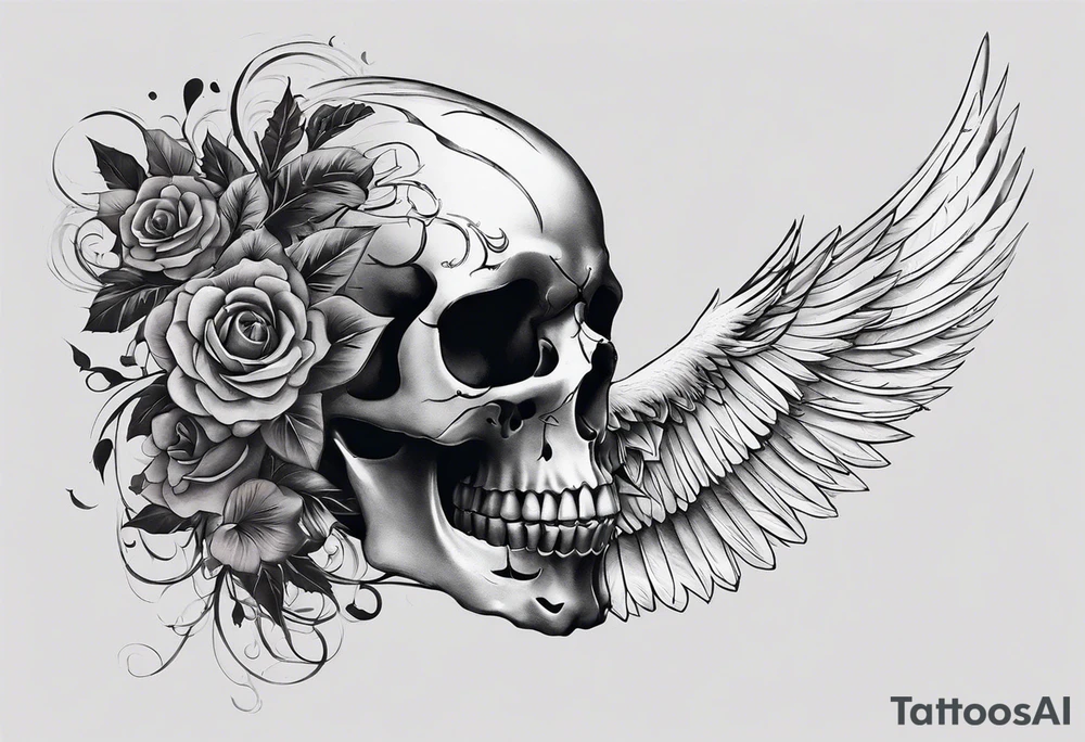 Unique tattoo design featuring a skull with a muzzle that appears to be releasing or breaking free from its constraints. The design should be intricate, with detailed shading and textures to give it a realistic look. The skull should be positioned on the neck, with the muzzle facing upwards, as if it's emerging from the skin. I'd like the design to be bold and eye-catching, with a mix of dark and light colors to create a striking contrast. tattoo idea