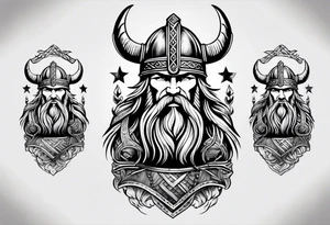cool viking themed sleave on whole right arm tattoo idea