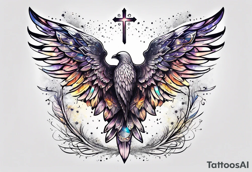 Constellation, Angel wing , animal  snow , cross tattoo idea