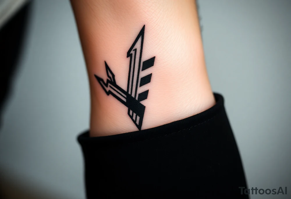 X one piece  tattoo with devil stripes in corner and rest black tattoo idea