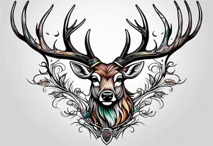 deer antlers flying tattoo idea