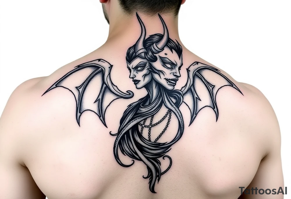 tribal demon woman tattoo idea