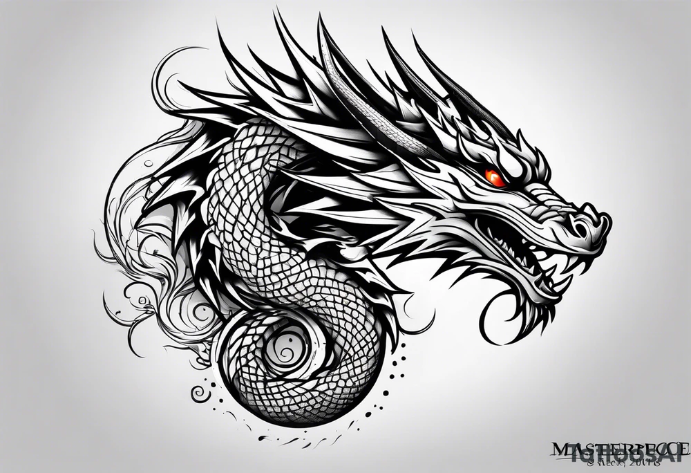 Dragon Seven number shape tattoo idea