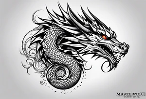 Dragon Seven number shape tattoo idea