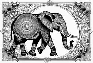a elephant and a sun tattoo idea