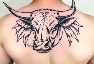 Bull blowing Natural Born Talent in smoke out of his nose tattoo idea