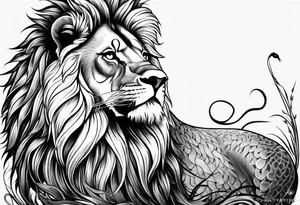 lion with snake hair tattoo idea