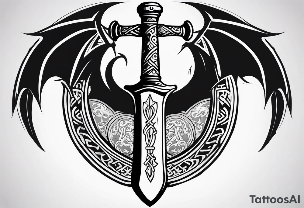 Valhalla sword shield dragon axe viking church tattoo idea Valhalla sword shield dragon axe viking church tattoo idea