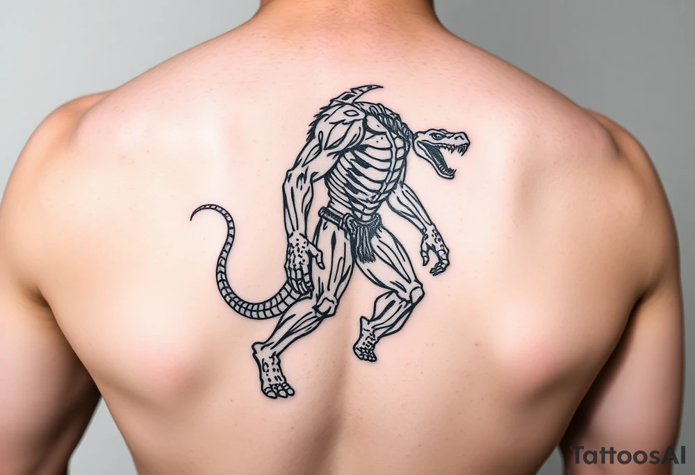 A giant walking with a snake tattoo idea