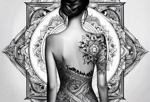 I want a tattoo model that will be positioned on the whole back that contains the following ideas excessive thinking, faith and the difficulties of life tattoo idea