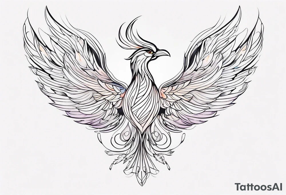 fine line phoenix tattoo idea