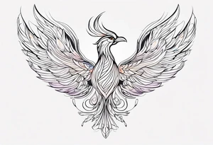 fine line phoenix tattoo idea