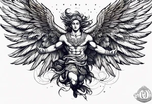 icarus with wings fying out of the world tattoo idea