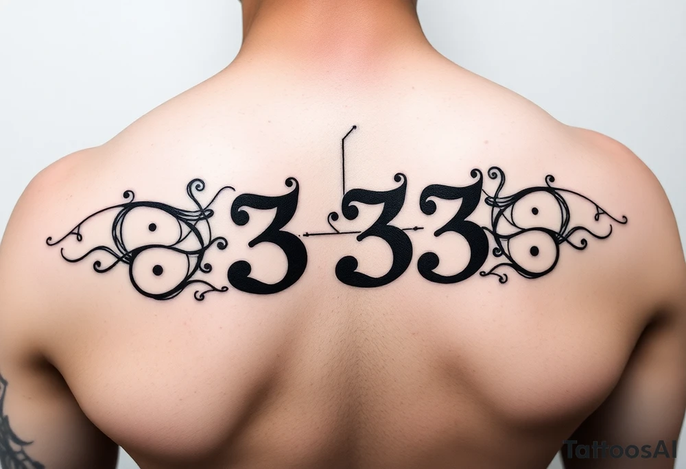 The number 333 going through the name indigo tattoo idea