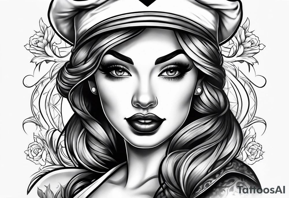 Pinup face nurse tattoo idea