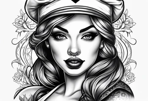 Pinup face nurse tattoo idea