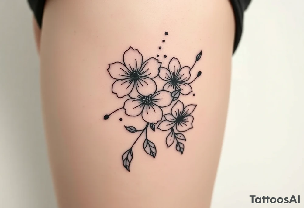 Honeysuckle, marigold, chrysanthemum, violet tattoo idea