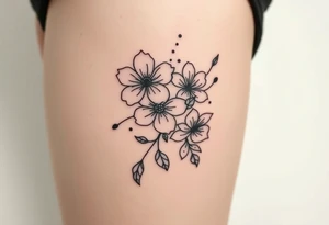 Honeysuckle, marigold, chrysanthemum, violet tattoo idea
