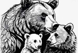 mother bear with cub looking at each other tattoo idea