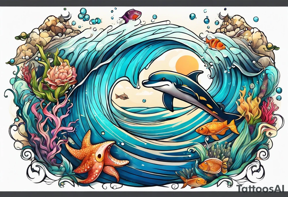 Animal cute , ocean tattoo idea