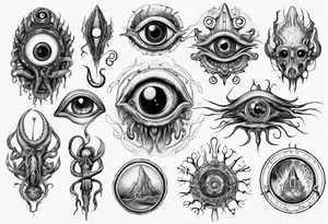 lovecraft them with eye and tentacle tattoo idea