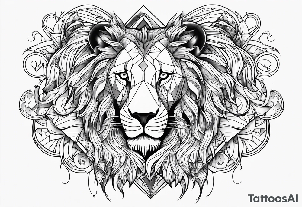 chest tattoo with lions tattoo idea